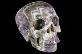 Realistic, Carved Chevron Amethyst Skull #150864-1